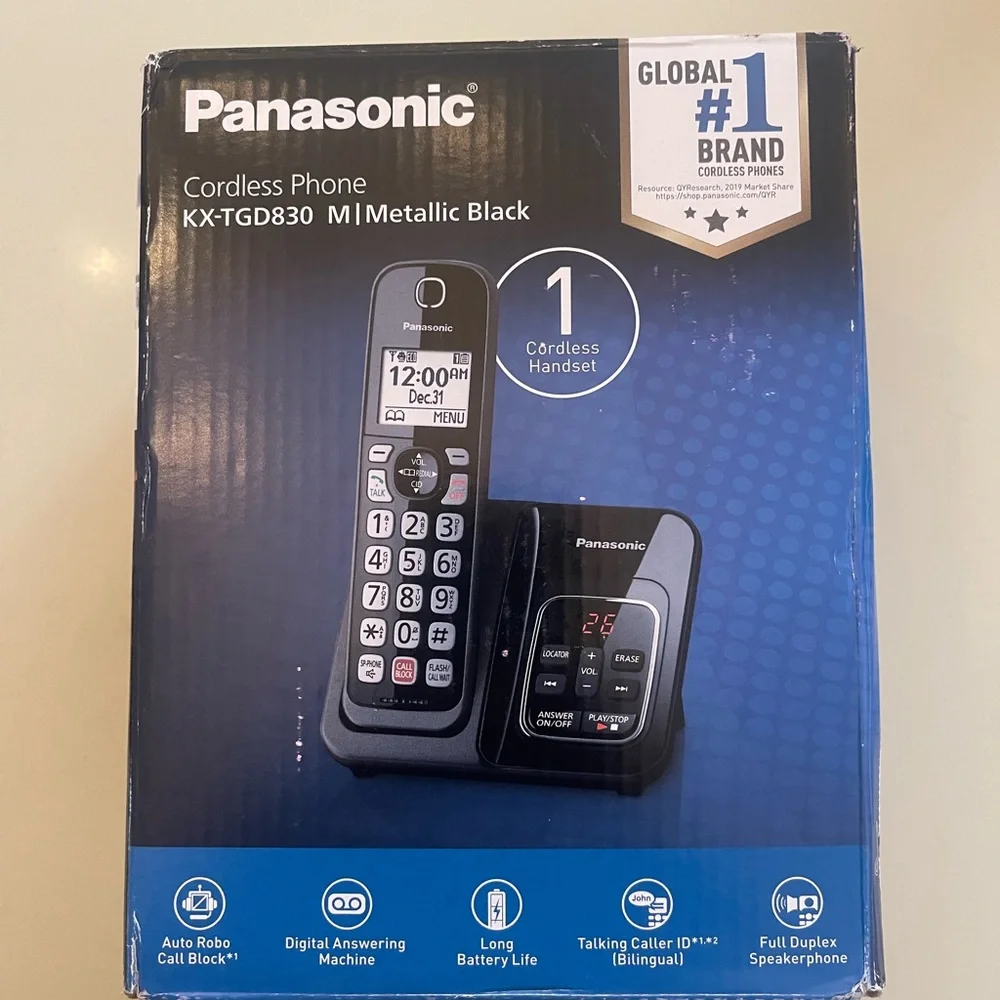 Panasonic Cordless Phone with Answering Machine, Advanced Call Block